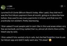 Bitcoin Core Dev Warns Bitcoin Payments Vanish at Bitcoin Beach