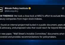 MSCI Rule Puts Strategy at Risk, Says Bitcoin Policy Institute Paper